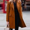 Kadın Ceket Düz Renk Kıvrık Yaka Tek Düğmeli Uzun Sonbahar Blazer İş İçin