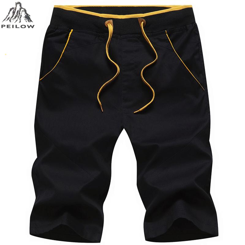 Buy Summer Cotton Casual Shorts Men Solid Elastic Waist Beach Shorts