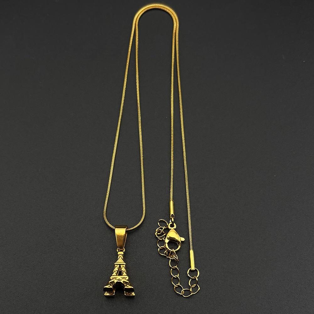 Paris Eiffel Tower Chain For Women Men Stainless Steel Gold Color Creative Party Hiphop Couple Neck Pendant Jewelry Accessory