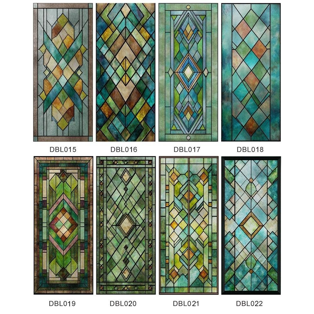 Static Cling Stained Glass Film Rainbow Pattern Static Cling Film  for Windows Doors Sidelight