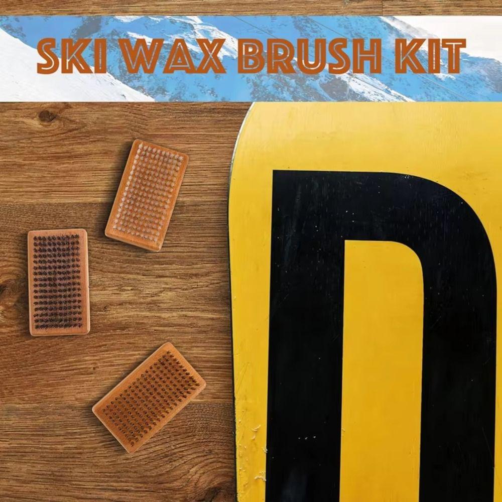 Wooden Handle Ski Waxing Brush Horsehair Brush Snowboard Tool Snowboard Brush  Maintenance Tool
