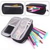 Solid Color Pencil Case 3 Layers Large Capacity Stationery Organizer Zipper Closure Portable Pen Storage Bag Office Use