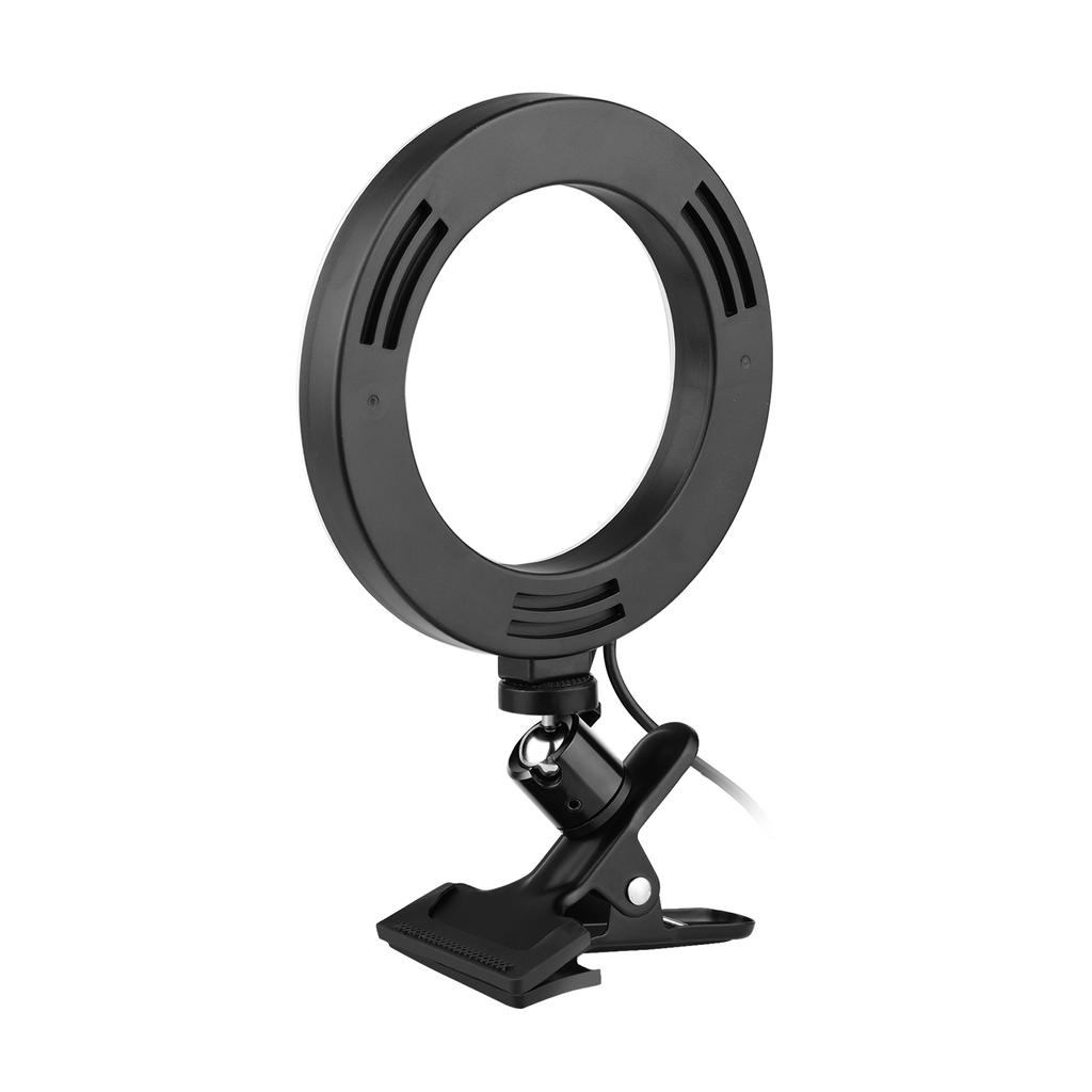 6.3 Inch 2700K-5500K Selfie Ring Video Light with Clamp Mount 3 Dimmable Colors 11 Brightness