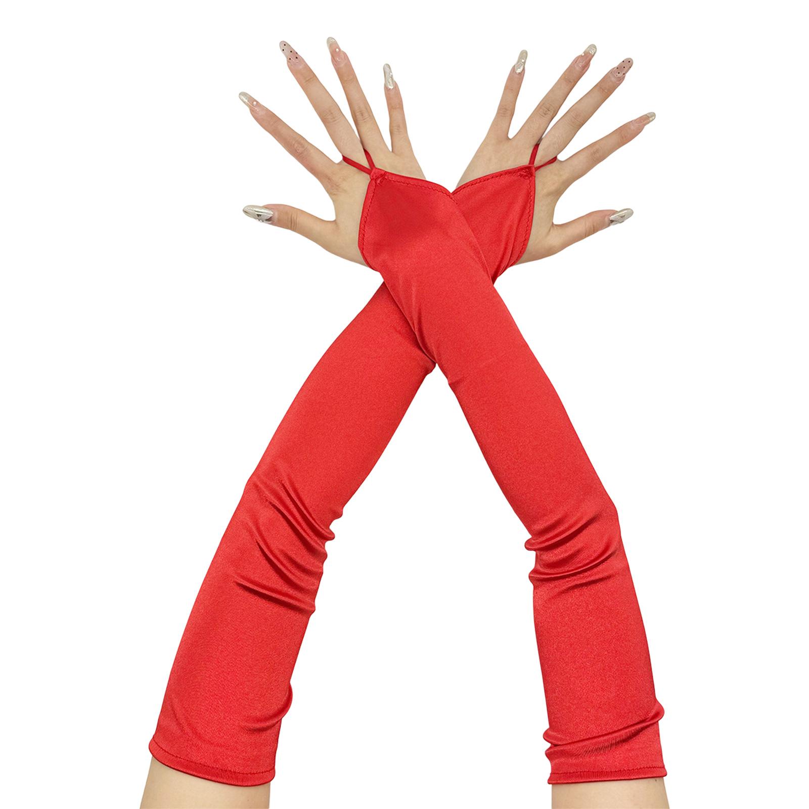 

Вечерние банкетные атласные перчатки, выпускной аксессуар, длинные перчатки для оперных флэпперов, женский тематический выпускной костюм красный