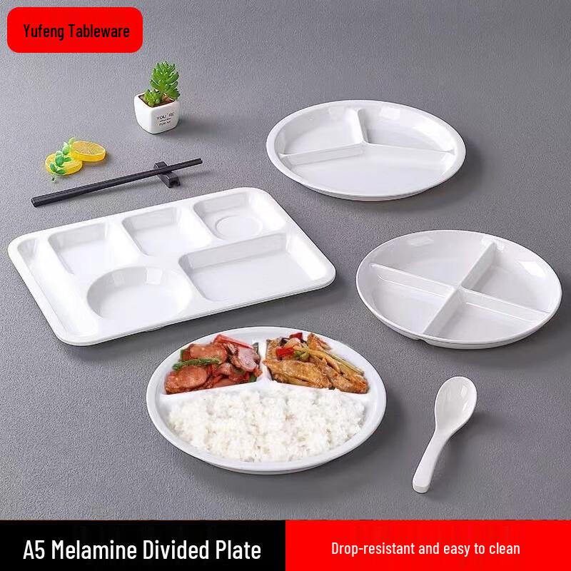 Melamine 4-Compartment Fast Food Tray Set