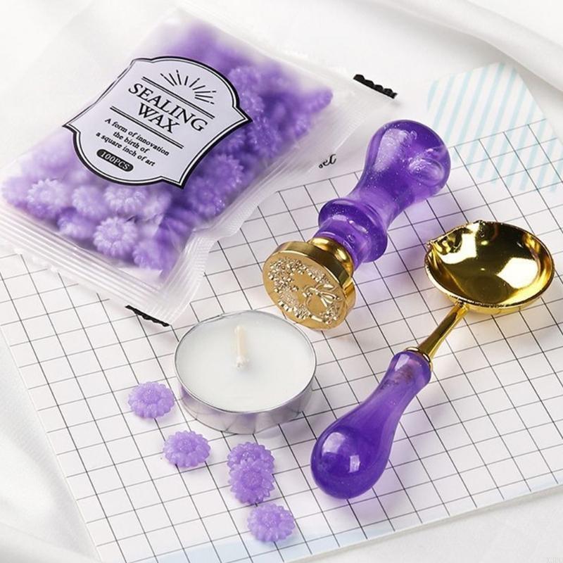 Sealing Wax Beads Box Set With Spoon Handle For Seal Stamp Making Cards Envelopes Wedding Invitations Packages Gift Wrap X3UC