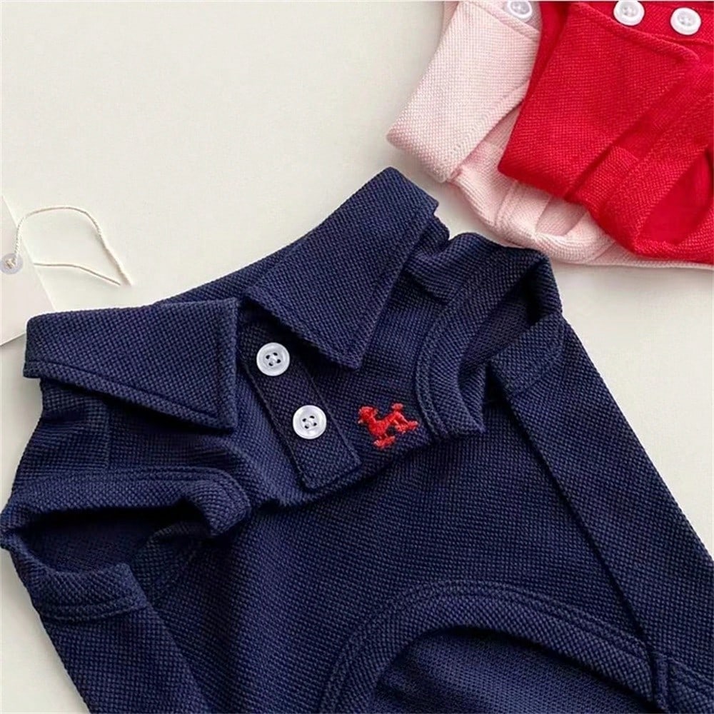 Set di 3 Pezzi Polo Semplice per Animali Domestici con Gilet Ricamato, Primavera ed Estate