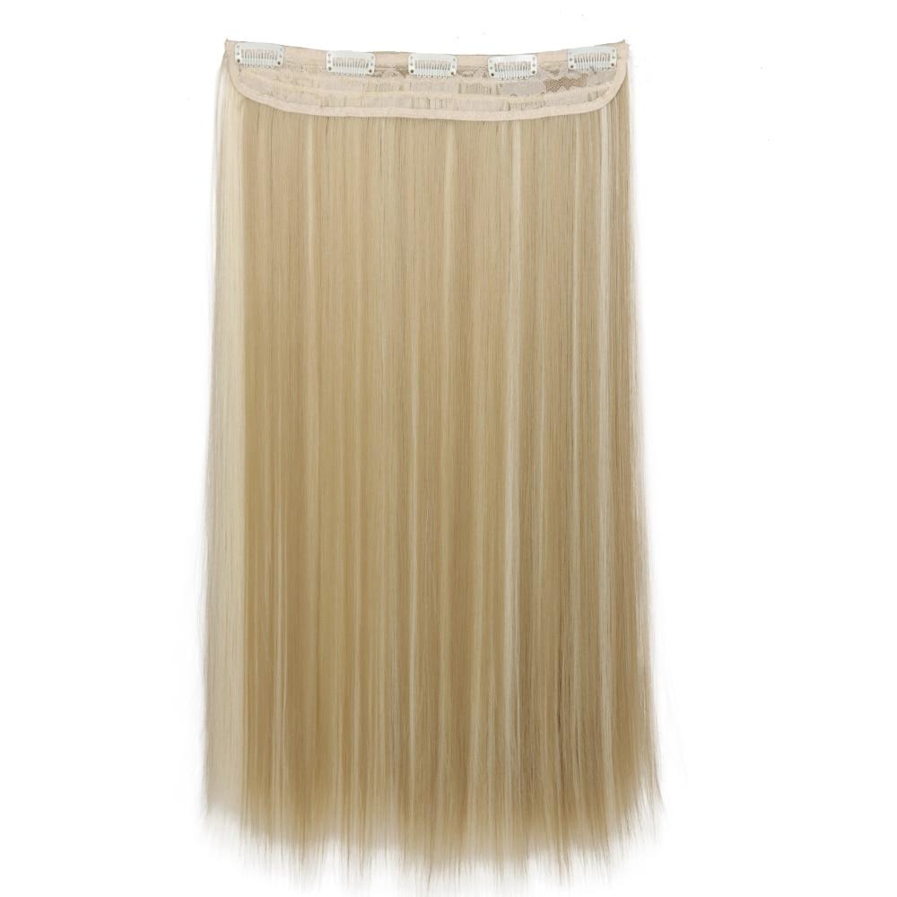 MERISIHAIR 5 Clips In Hair Extension Synthetic Long Straight Hairpiece Haistyle High Temperature Fibert Golden Brown Black