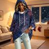Women's 3/4 Sleeve Christmas Print Hooded Pullover Top Casual Holiday Outfit