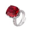 Jewelry Copper Bottom Gold-Plated Retro Simulation Color Treasure Red Corundum Fat Square 14 * 16 Retro Ring Women