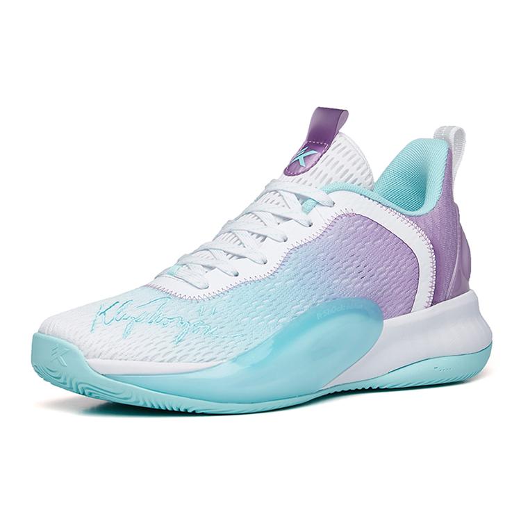 New Anta Light Cavalry 6 Cushioning Anti Slip Wear Resistant Breathability Low Top Basketball Shoes Men's White Purple Blue 112221624S-1