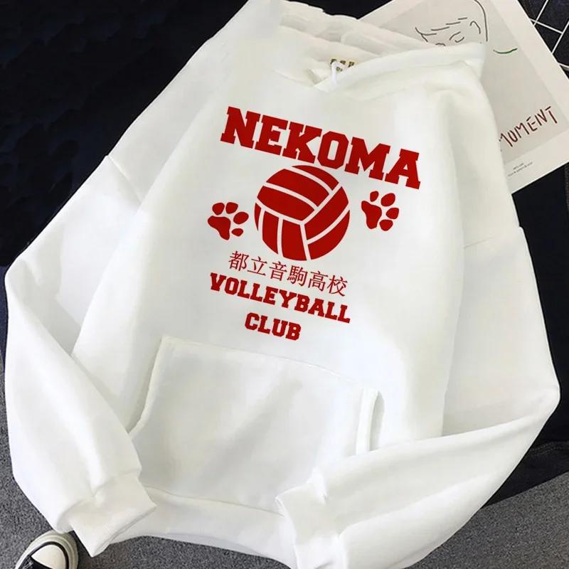 

Basketball Print Harajuku Style Japanese Anime Hooded Women s Kawaii Cartoon Nekoma Streetwear Kuroo Volleyball Sports Shirt M