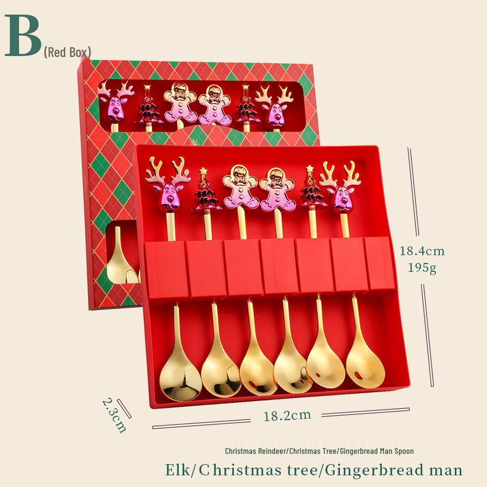 Cartoon Christmas Stainless Steel Cutlery Set: Colorful Spoon & Fork