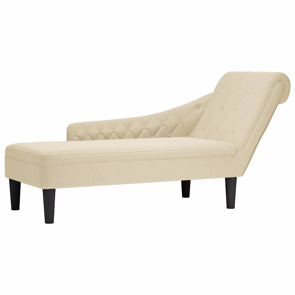 Chaise Longue with Cushion and Right Armrest Cream Fabric