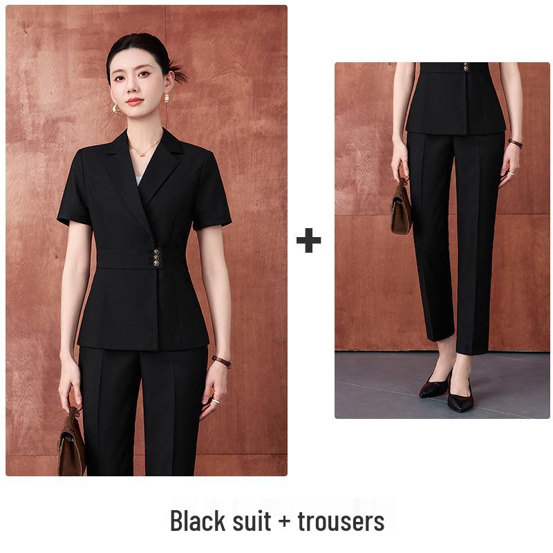 Women's Summer Short-Sleeved Professional Suit - High-End Formal Wear for Interviews and Commute