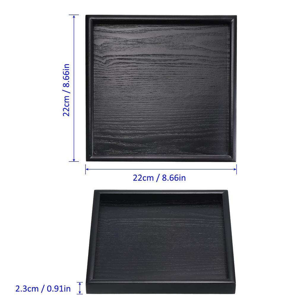 METERXITY Holz Serviertablett, Quadratische Holz Dekoplatte, Küchentablett, Tafelaufsatz Kerzenhalter Tablett für Zuhause oder Café Dining (9", Schwarz)