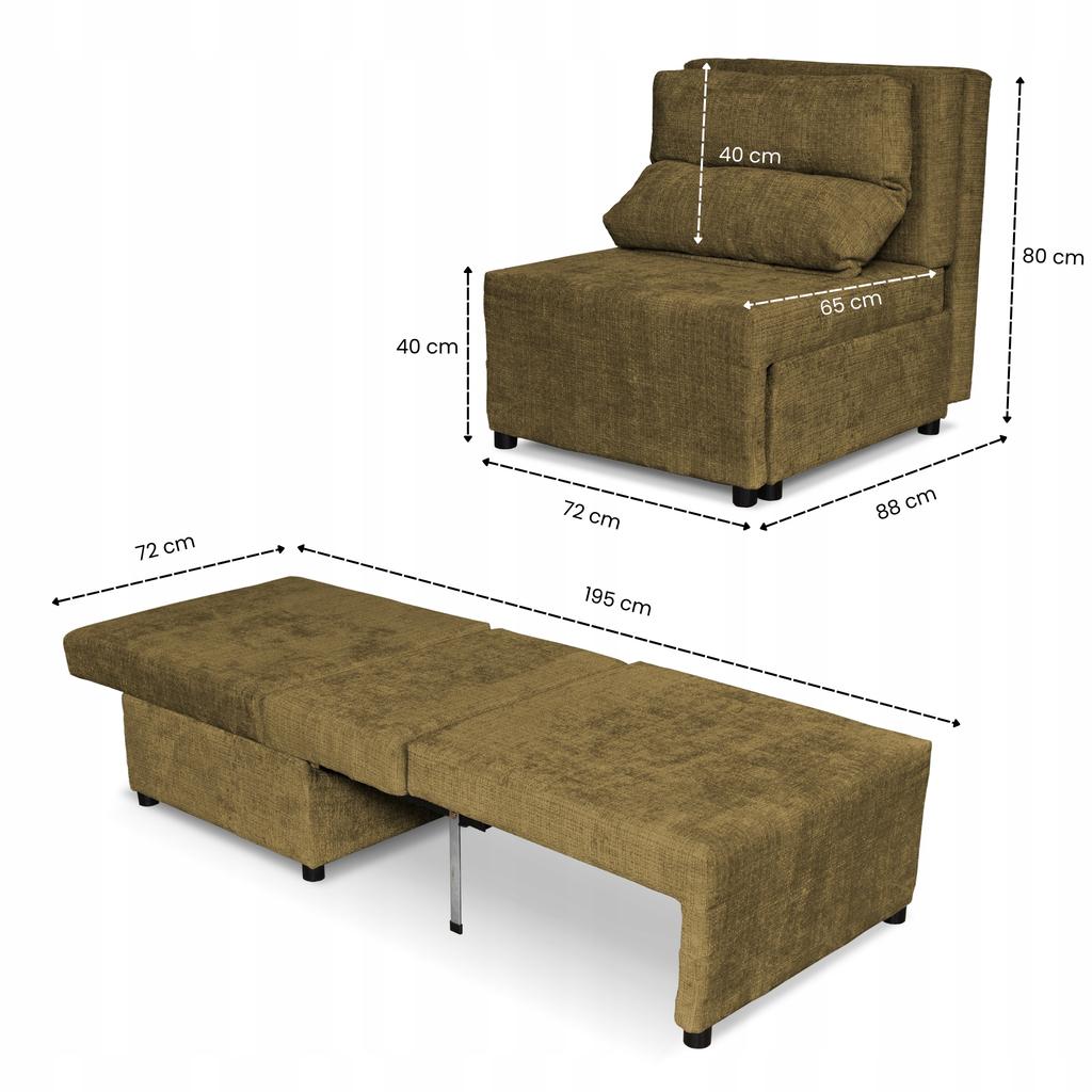 Fold-out Armchair with Sleeping Function KIMO Bedding Container Ramona Brown