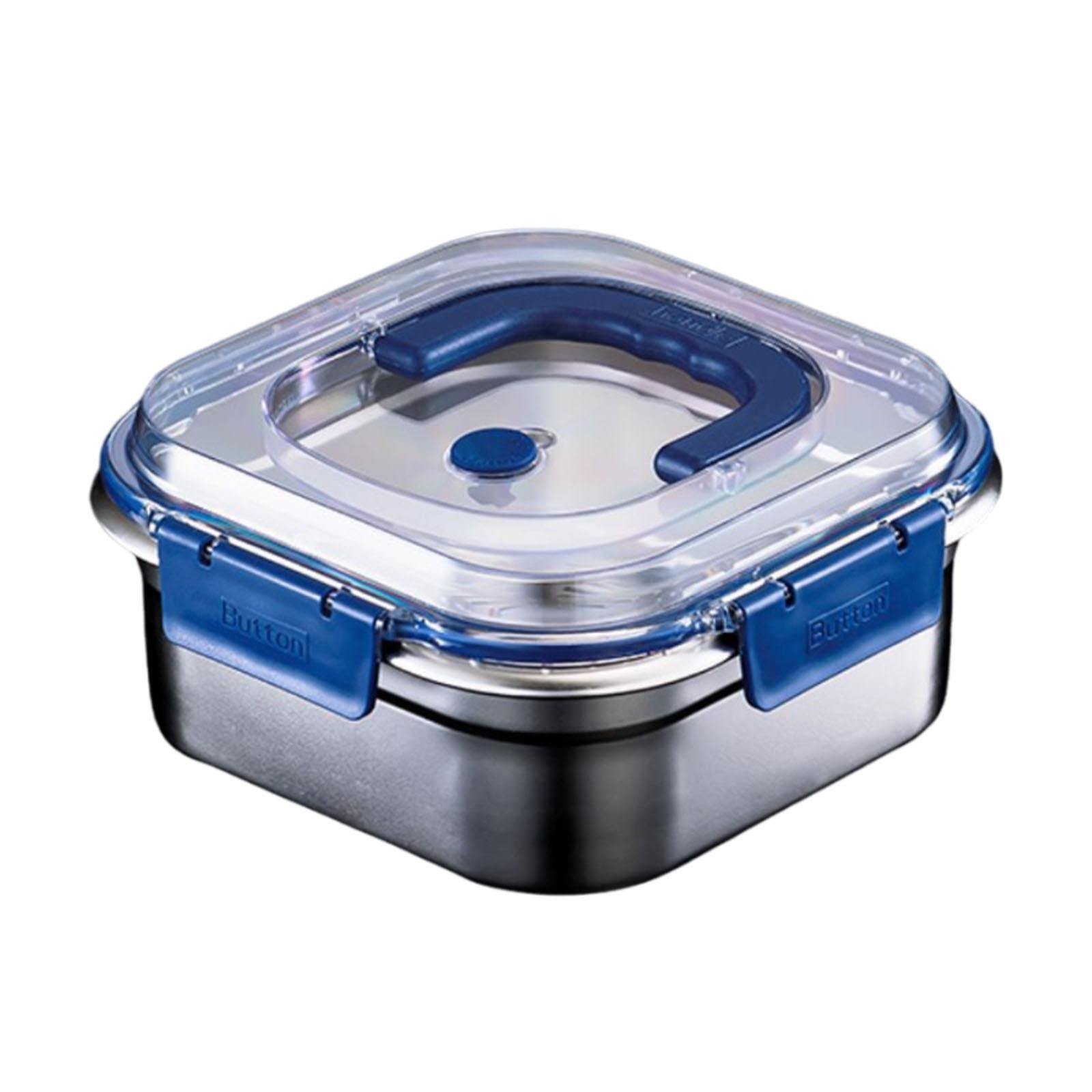 

Большая емкость для хранения продуктов из нержавеющей стали, герметичный ланч-бокс с ручкой, металлический контейнер для хранения продуктов для дома и офиса S синий