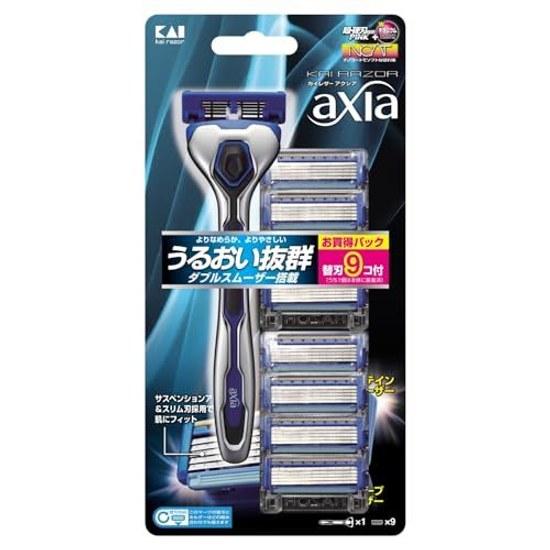 KAIJIRUSHI Axia Razor Value Pack Slim Replacement Blades 9 pieces Mens Shaving T-Type 5-Blade KAI