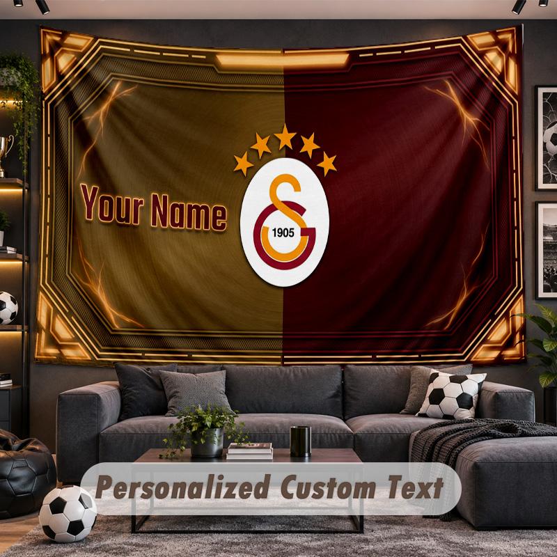 Galatasaray FC Personalized Tapestry Support Custom Name, Wall Art Home Decoration