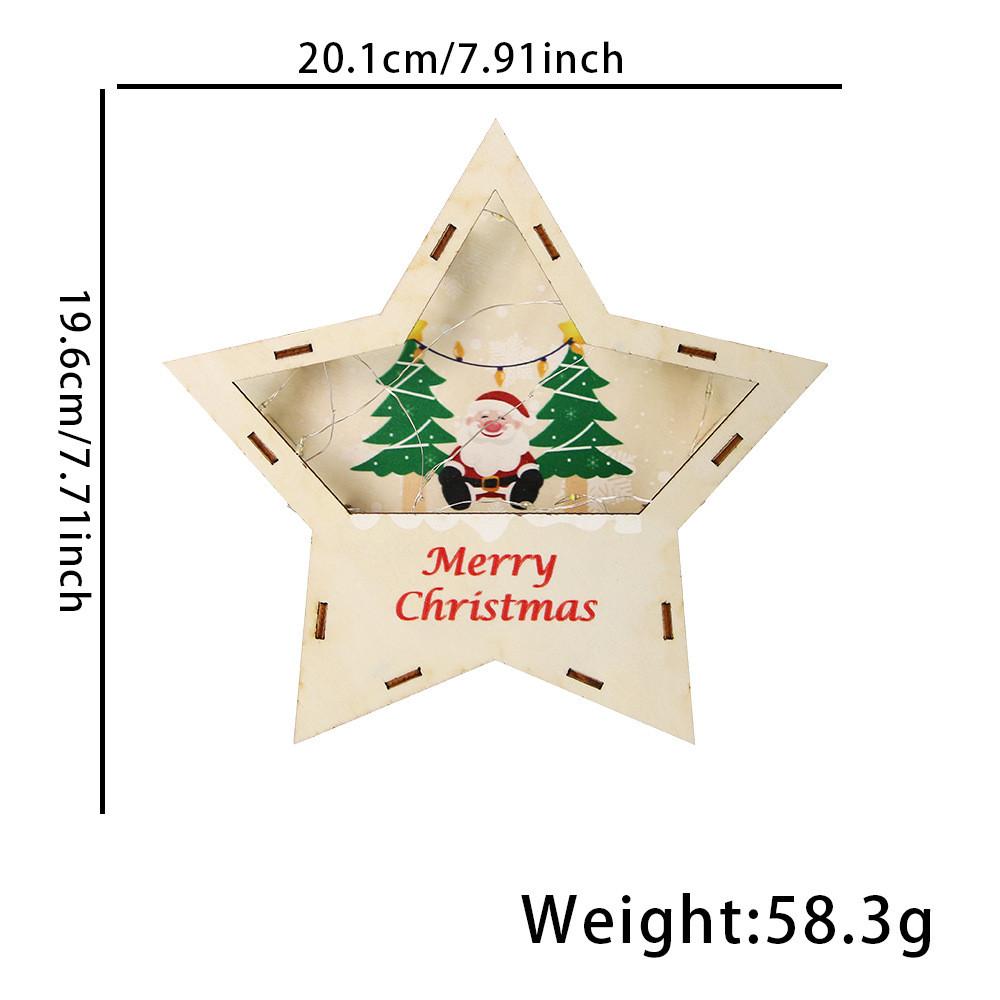 Festive Wooden Star Led Lighted Christmas Decoration For Kids With Charming Designs