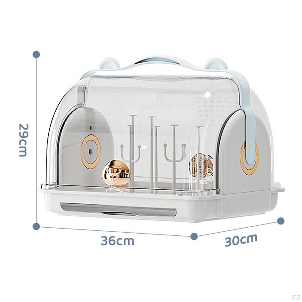 Baby Bottle Drainer Rack Holder, Countertop Dryer, Dustproof ,Nursing Storage Box with