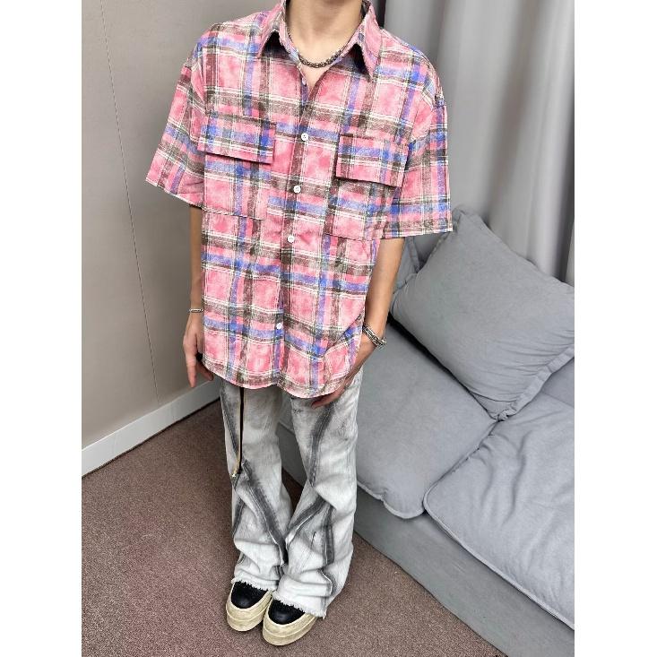 Summer New Casual Five Quarter Sleeved Shirt Oversized Loose Couple Five Quarter Sleeved Short Sleeved Shirt For Men And Women