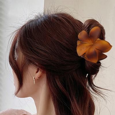Women Hair Claw 3D Flower Shape Grip Clip Anti-slip Teeth Back Head Hair Clip Frosted Texture Large Shark Hair Claw Hair Accessories