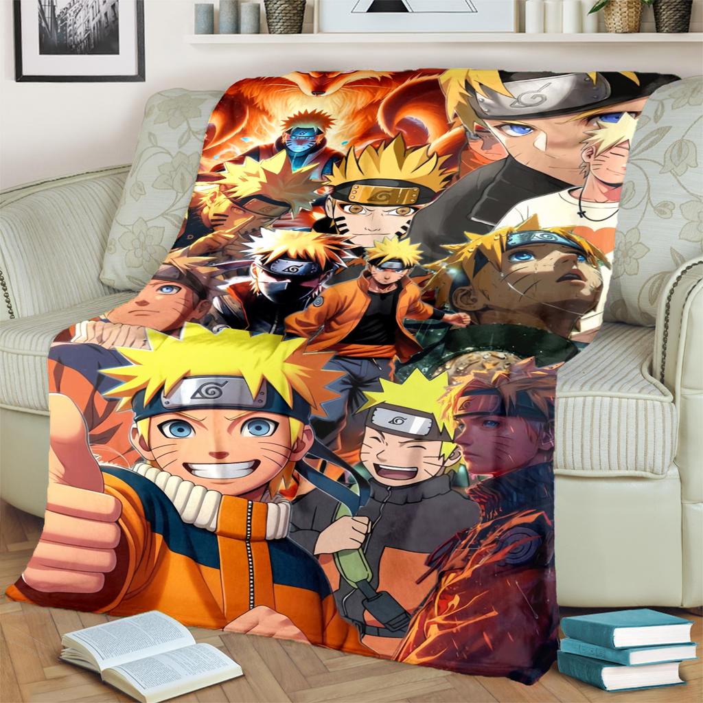 Anime-Naruto Print Blanket Warm Comfortable Flannel Blanket for Bedrooms, Sofas, Beds, Chairs, Picnics, Travel -LXR49