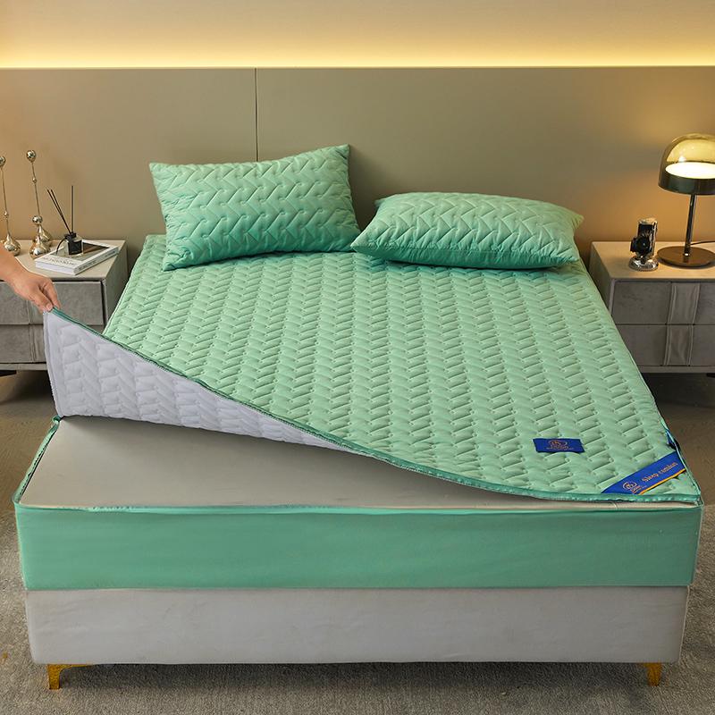 Blue Waterproof Mattress Cover Zipper Bed Covers Thicken Fitted Sheet All Inclusive Bedsheet Yatak örtüsü(Pillowcase Need Order)