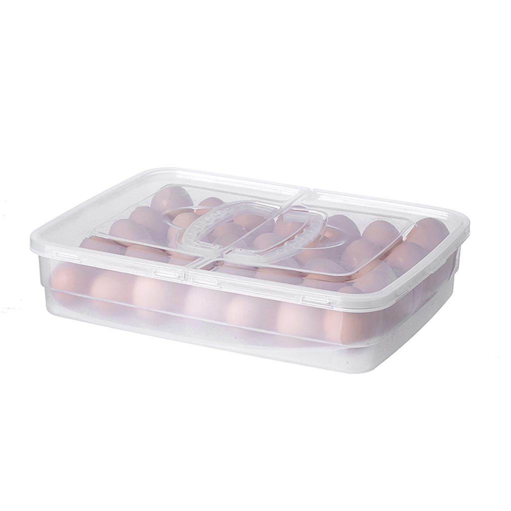 Portable Egg Storage Box 34 Grids Plastic Egg Storage Carrier with Handle for Kitchen Refrigerator