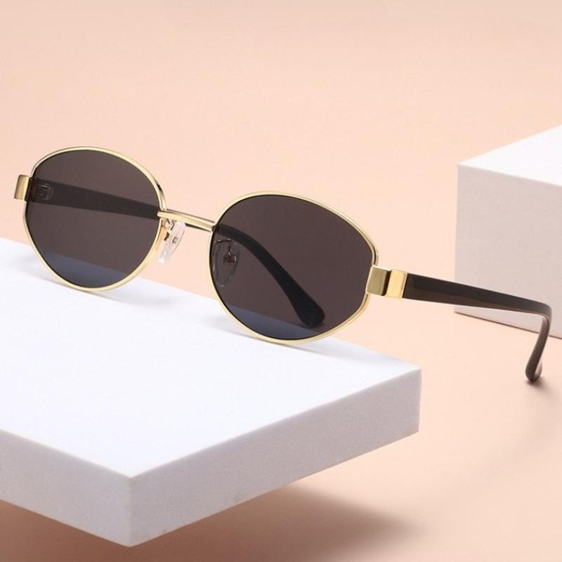 New Retro Oval Sunglasses Ins Fashion High Sense Of Street Shooting Sunglasses Men And Women Sunscreen Driving Sunglasses