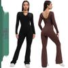 Women's 2025 Sunscreen Flare Jumpsuit: High-Elastic, Quick-Dry V-Neck Yoga & Sports Training Suit