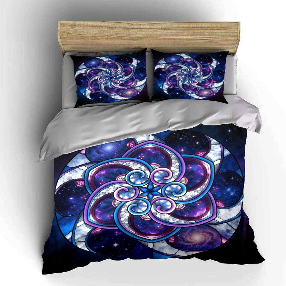Galaxy-Themed Stained Glass Set Soft Comfortable Duvet Cover Bedding Set Included 1*Duvet Cover & 2*Pillowcases, Gift