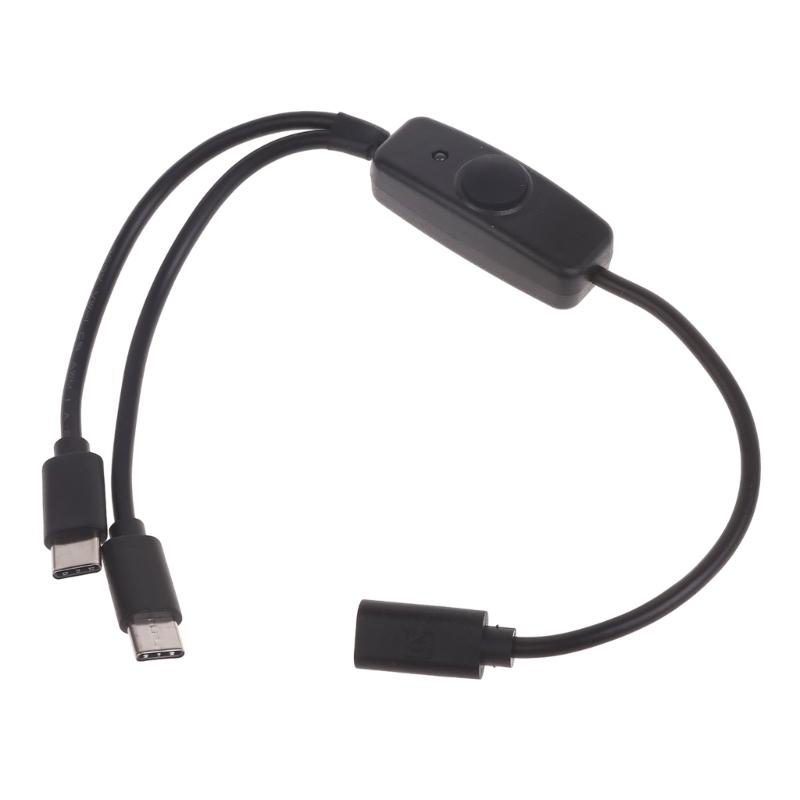 

Type-C Female to Double Male Charging Adapter Cable with On/Off Button and LED Light Efficient Charging Cord 1
