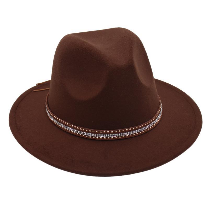 Tibetan Style Top Hat Temperament Jazz Hat British Elegant Felt Hat Big Brim Rivet Woolen Hat Men And Women