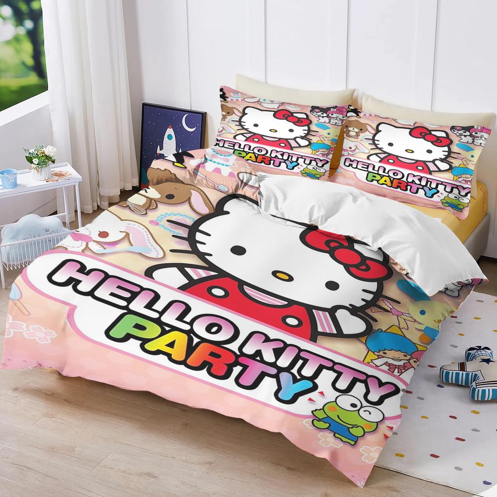Hello Kitty Printed Bedroom Bedding Set Duvet Cover Christmas Gifts Comforte Cartoon With Pillowcase