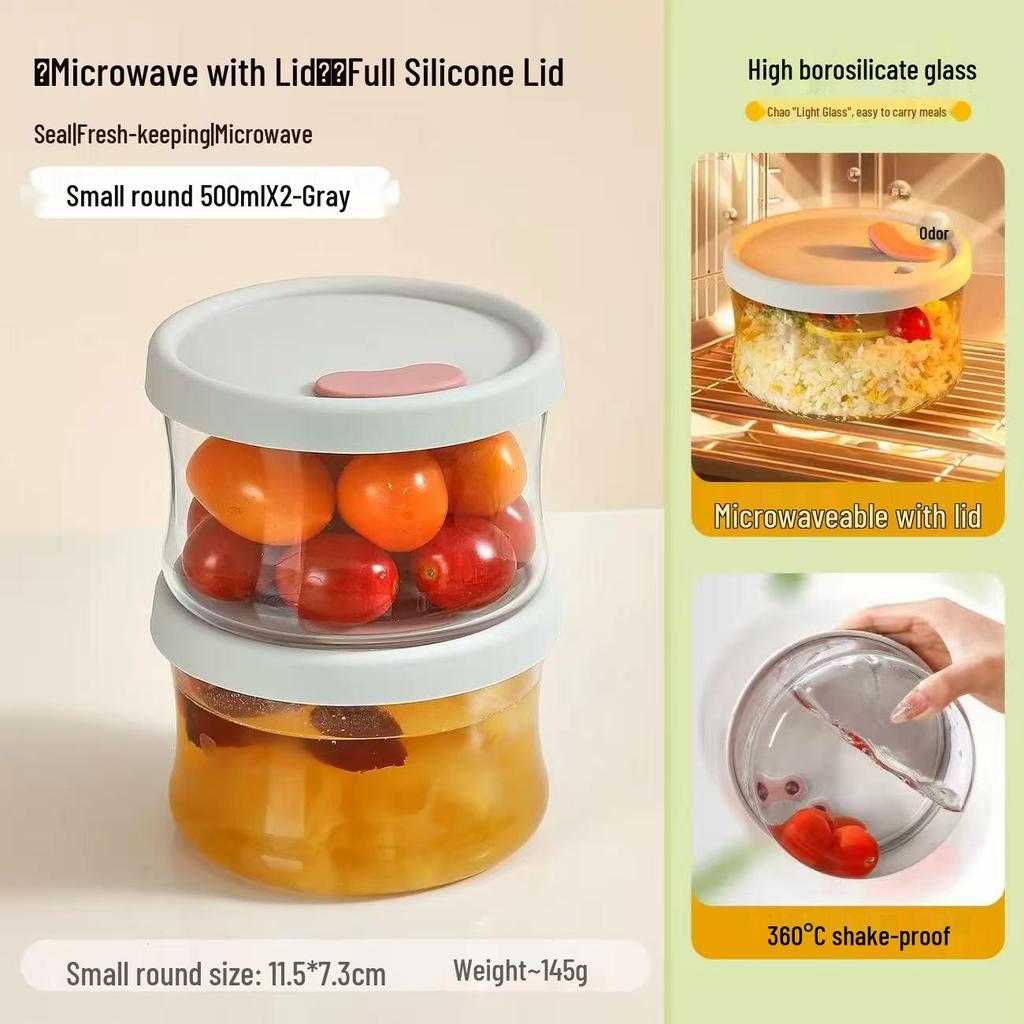 Ultra-Light Borosilicate Glass Lunch Container with Lid, Microwave & Fridge Safe