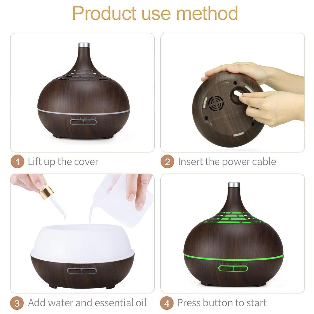 WiFi Wood Grain Aroma Diffuser, 400ML Air Atomizing Humidifier