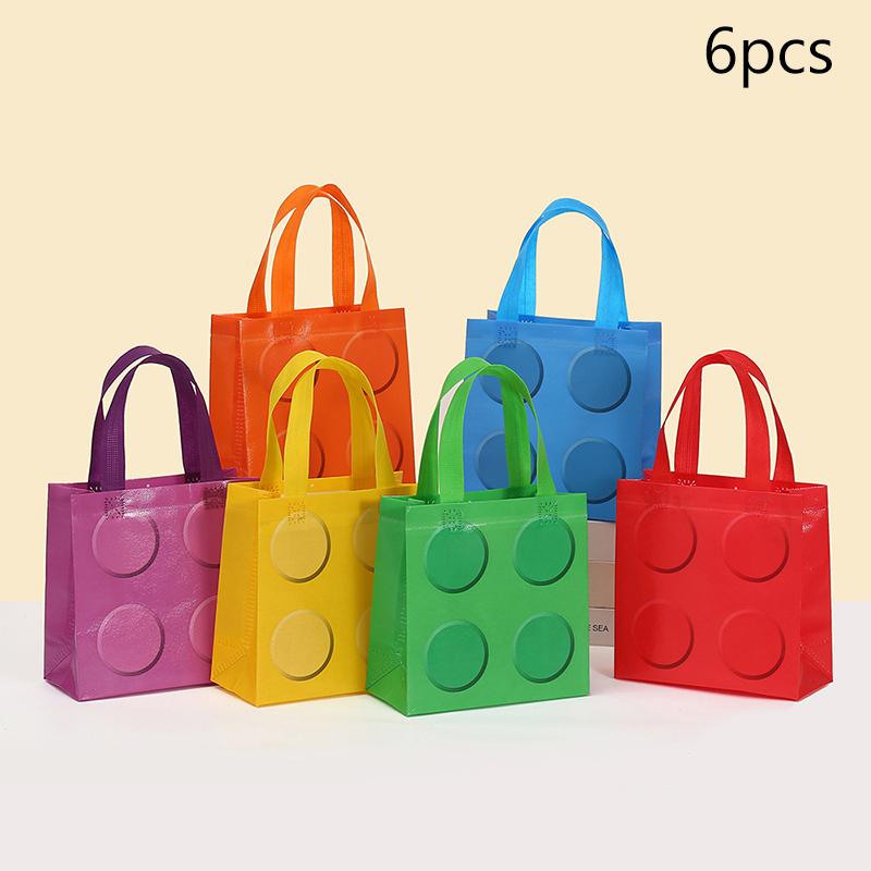 

6/12Pcs Building Block Tote Bags Non-Woven Fabric Party Favor Bags For Birthday, Graduation, Easter, Father S Day, Mother S Day 6pcs