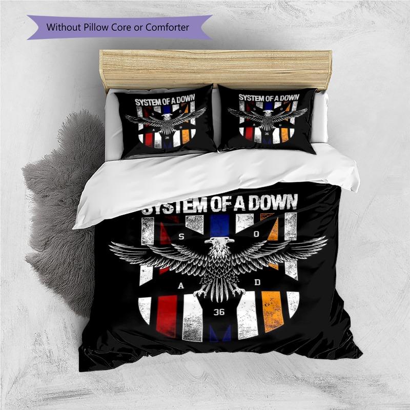 System Of A Down Eagle Shield Vintage Print 3 Pieces Duvet Cover Set Metal Rock Band Bedding Bedroom Decor Without Pillow Core Comforter