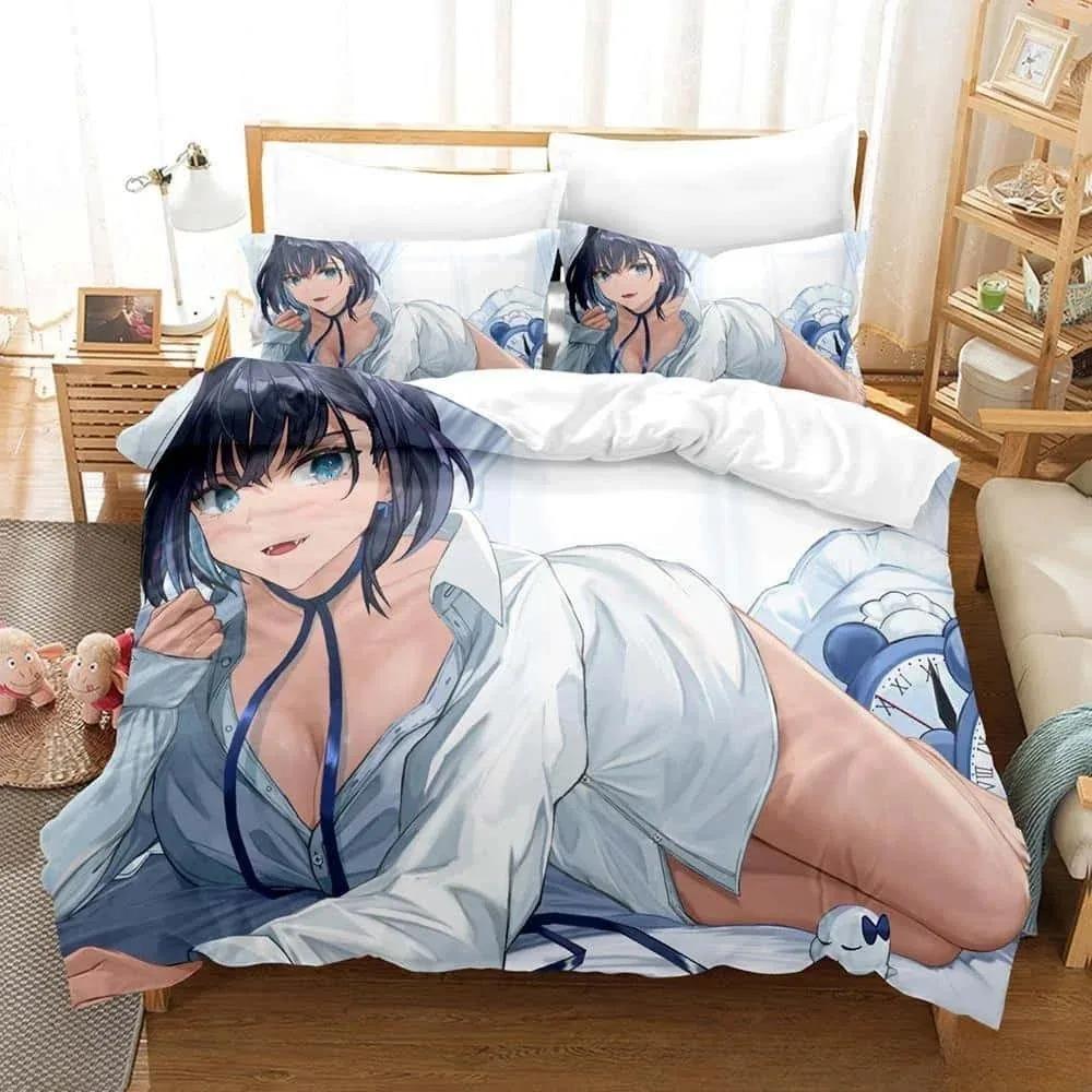 3D Print Anime Ouro Kronii Bedding Set Single Twin Full Queen King Size Bed Set Adult Kid Bedroom Duvet Cover Set Home Textiles