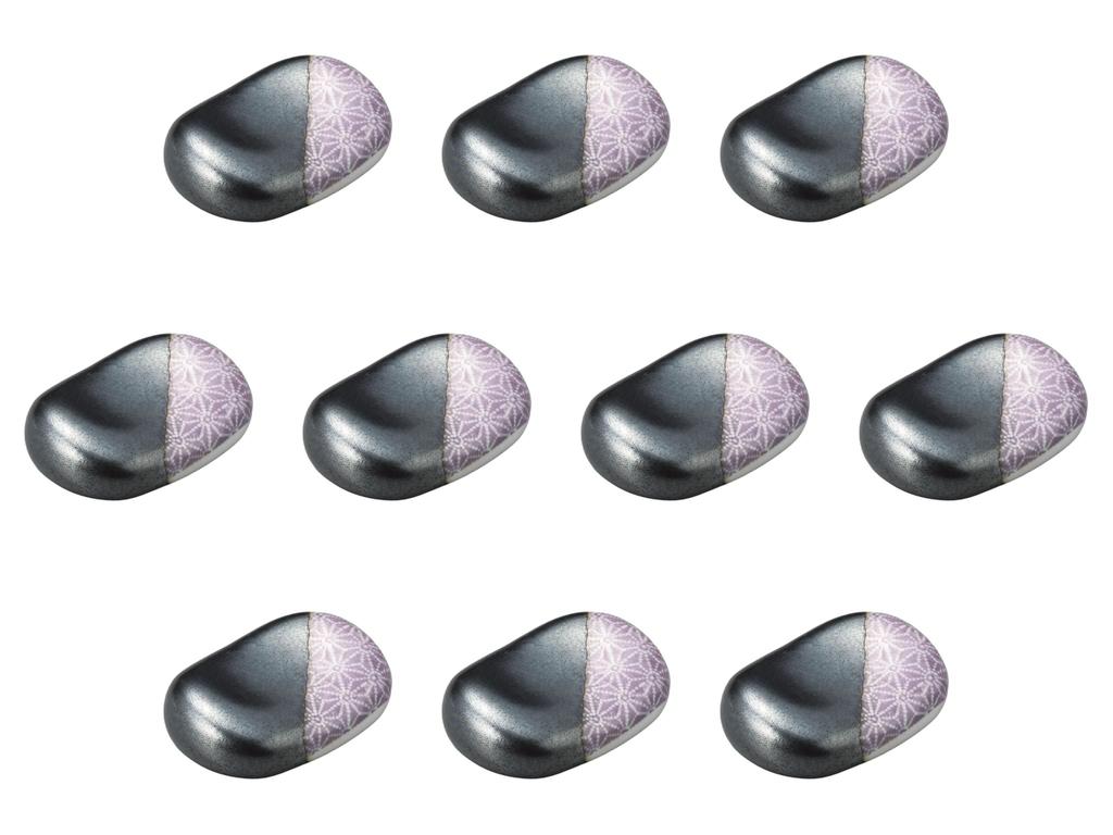 Set of 10 Purple Lacquered Oval Chopstick Rests x Chopstick Rests Setomonohonpo [4.3 3.1 cm]