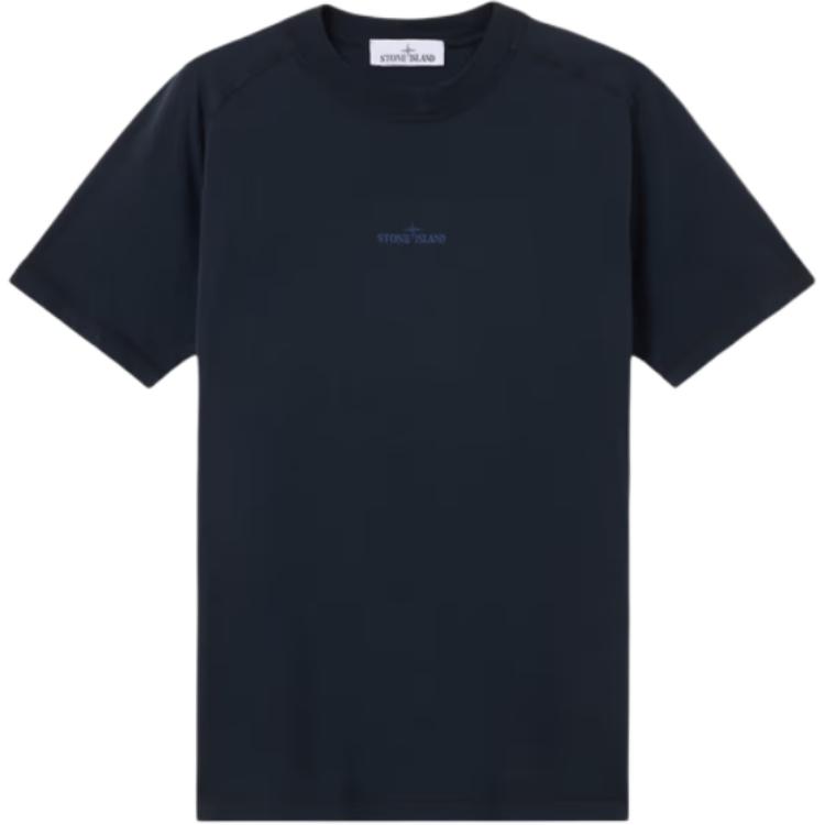 

STONE ISLAND Мужская футболка с коротким рукавом и круглым вырезом, светоотражающим логотипом, Ss25, топы, темно-синий, K1S1521000-20S0080-V0020 S