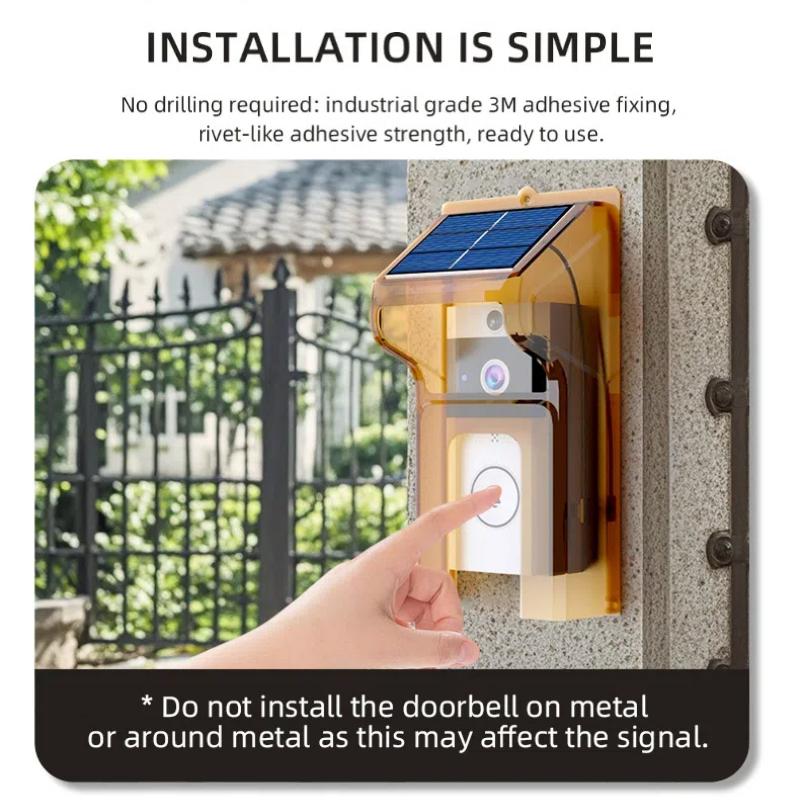 HD Wireless Video Doorbell with Optional Solar Charging Rain Cover, Ultra Long Standby, Voice Changing, Intercom Monitoring, Automatic Power Storage