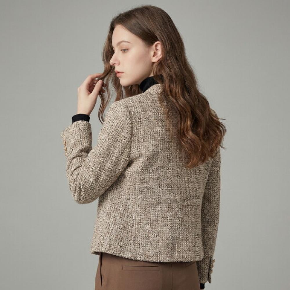 Klache Stand Collar Tweed Jacket B4s0747