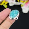 Amazonite Gemstone Handmade 925 Sterling Silver Jewelry Ring Size 7.5 KG-333