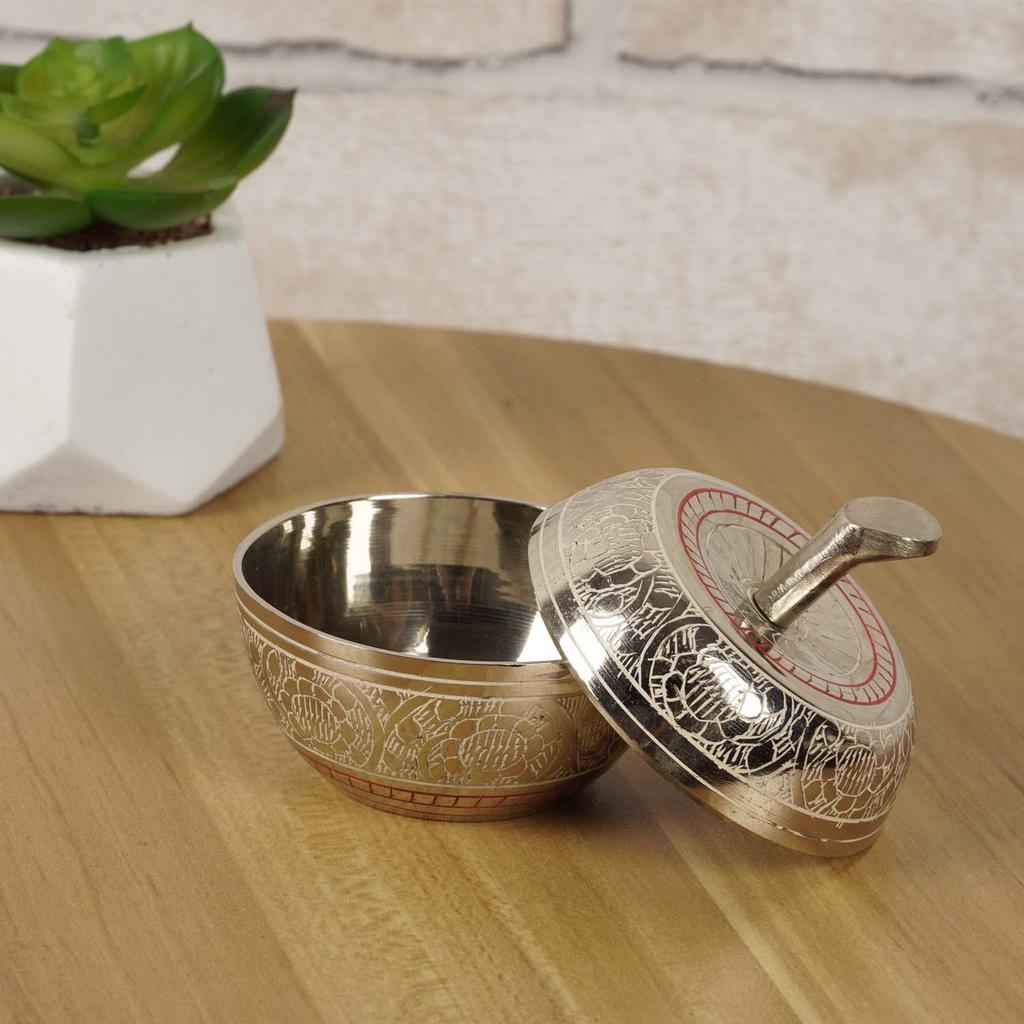 IBA Indianbeautifulart Messing Trinket smykkeskrin Smykkearrangør Dekorativ oppbevaringsring Øredobbereske Keepsake