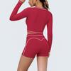 New Contrasting Colors, High Elastic, Low Neck, Long-sleeved Shorts, Yoga Suit Set, Sports Running, Fitness Yoga Two-piece Set