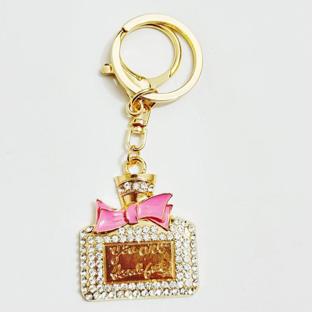 Radiant Bow Perfume Bottle Keychain & Elegant Bag Pendant Gift